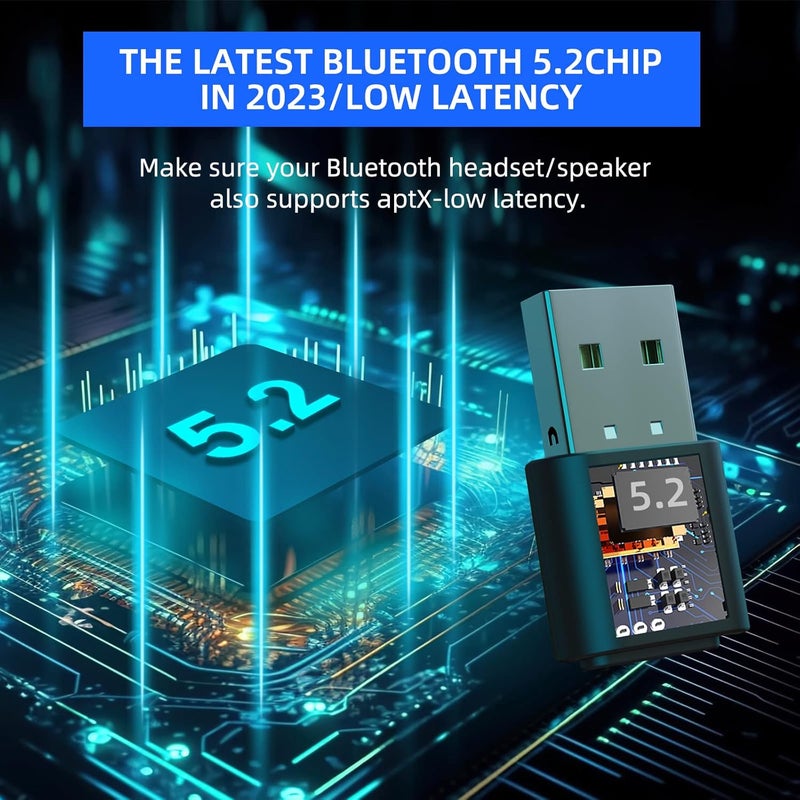 Smof USB Bluetooth Audio Adapter for PS5, PS4,Switch,Mac. Compatible Bone Conduction Headsets Wireless Audio Transmitter Dongle with aptX Low Latency Support, USB Bluetooth 5.2 Adapter - Image 4